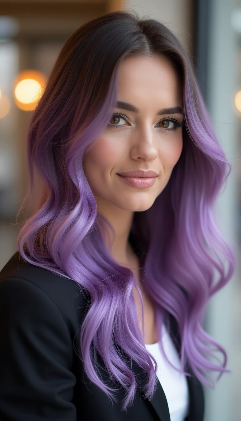 Lavender Highlights Brown Hair for an Artistic Flair