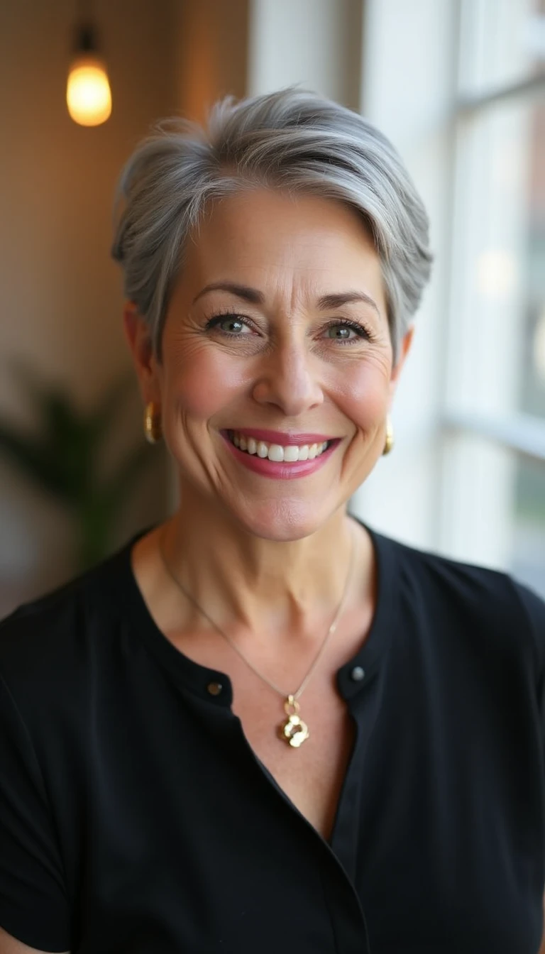 Elegant Hairstyles for Older Women with Thick Hair: The Textured Pixie Cut