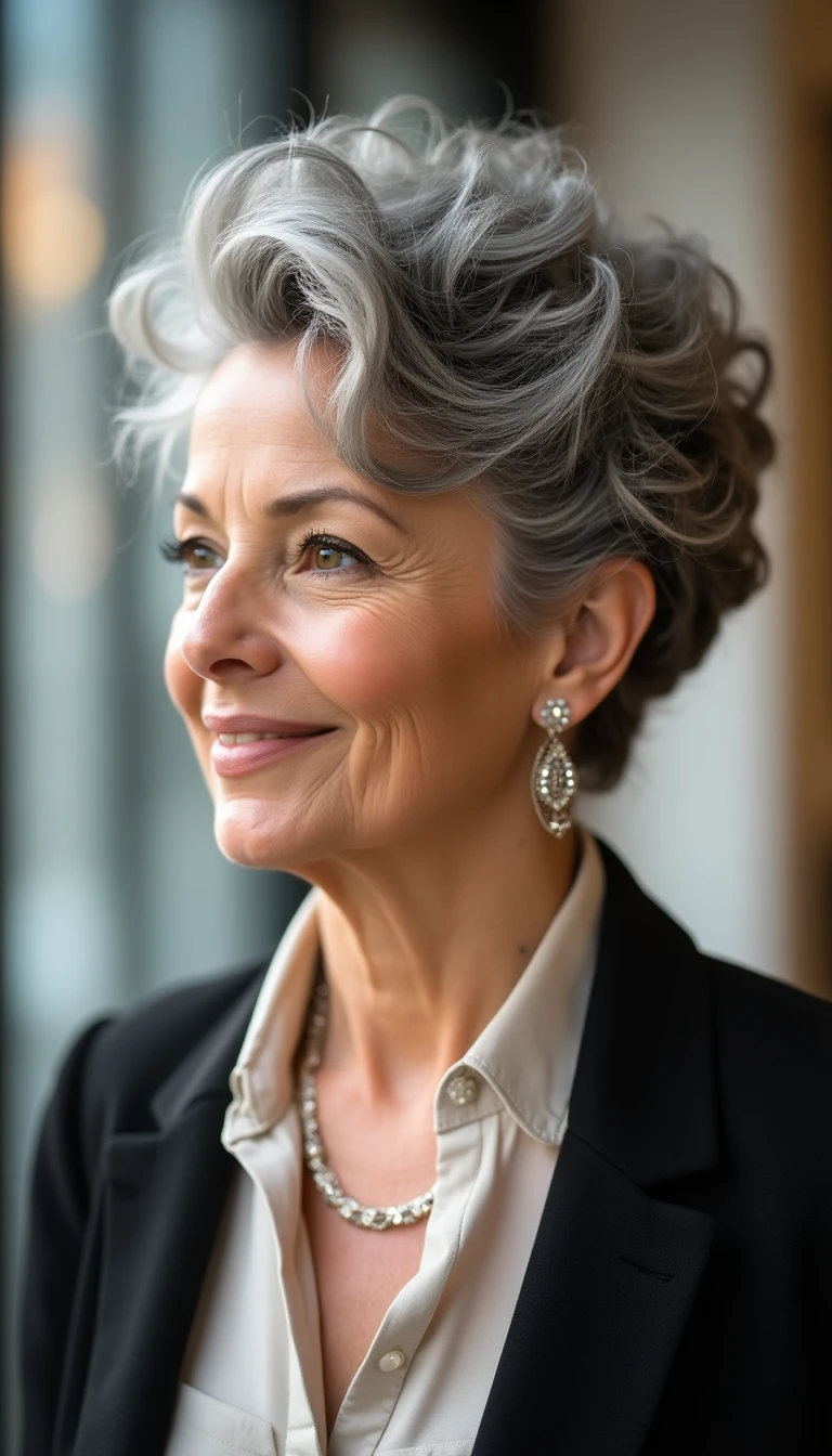 Elegant Hairstyles for Older Women with Thick Hair: The Curly Updo