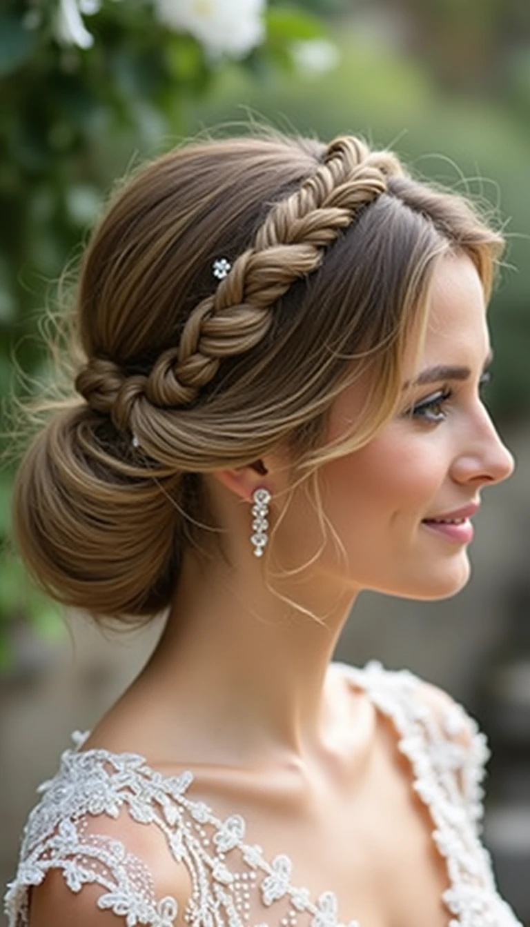 Braided Crown: A Regal Easy Wedding Guest Hairstyle