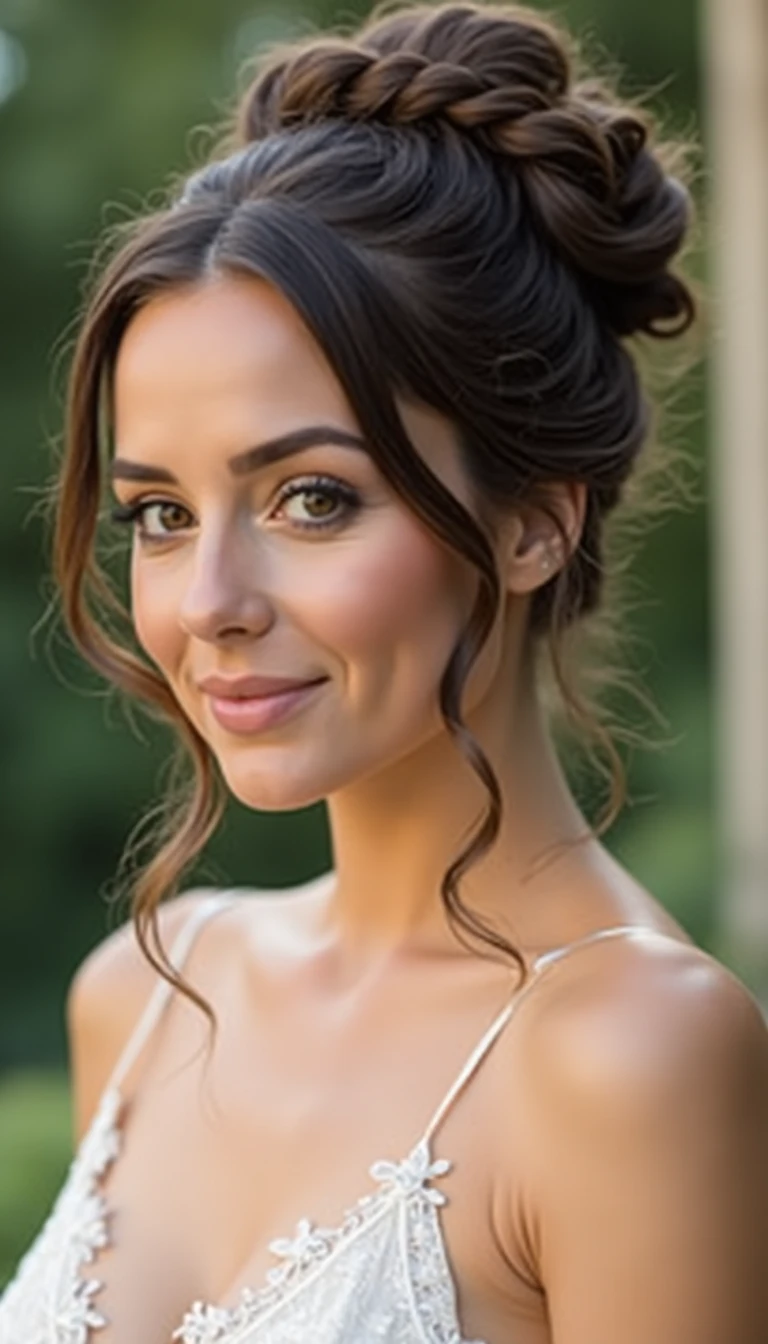 Messy Bun Bridesmaid Hair Updo: Effortless Charm with a Touch of Playfulness