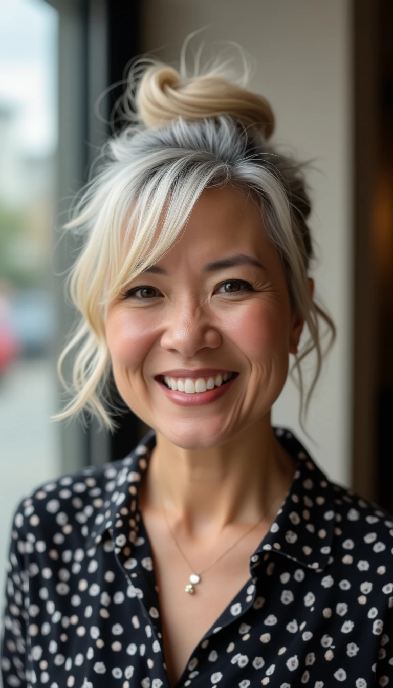 The Messy Bun: A Casual Haircut For Older Women With Fine Hair