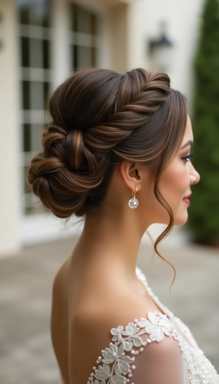 Twisted Updo: An Elegant Wedding Guest Hairstyles Medium Choice