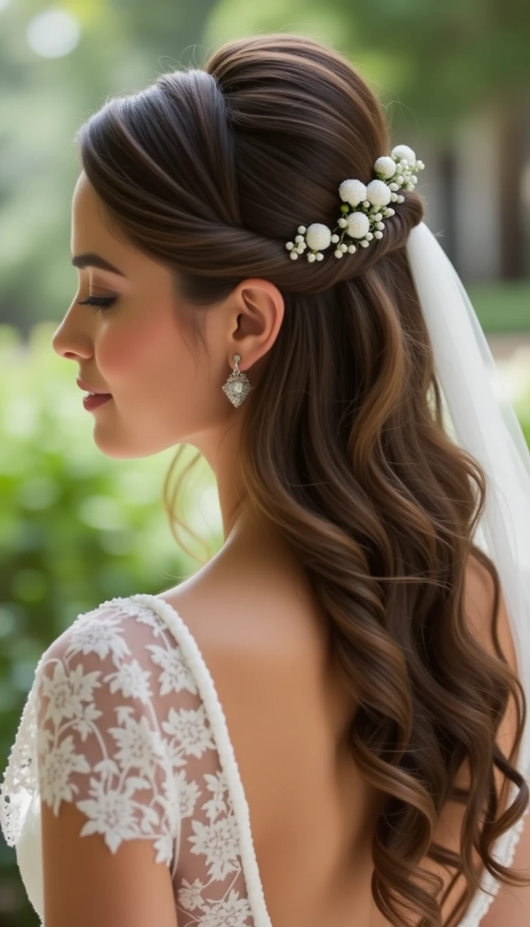 Vintage Charm in Half Up Half Down Bridesmaid Hair