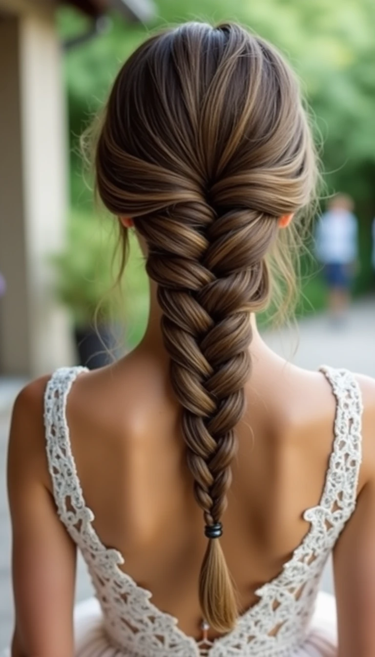 Fishtail Braid: A Unique Wedding Guest Hairstyles Medium Option