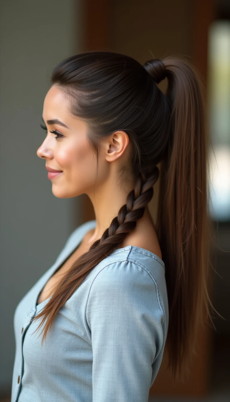 Sleek Ponytail Hairstyles with Braids: A Fusion of Styles