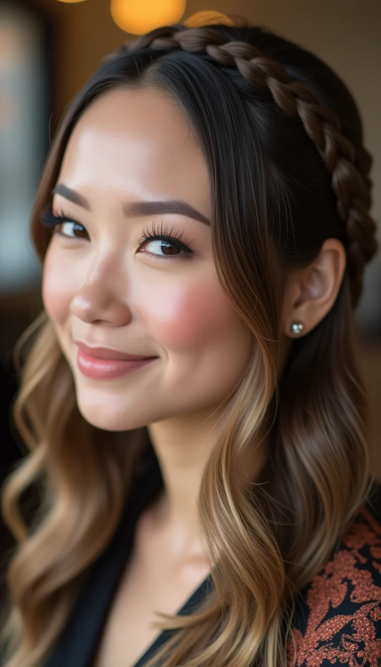 Chic Braided Crown: An Easy Hairstyle For Medium Hair with a Royal Touch
