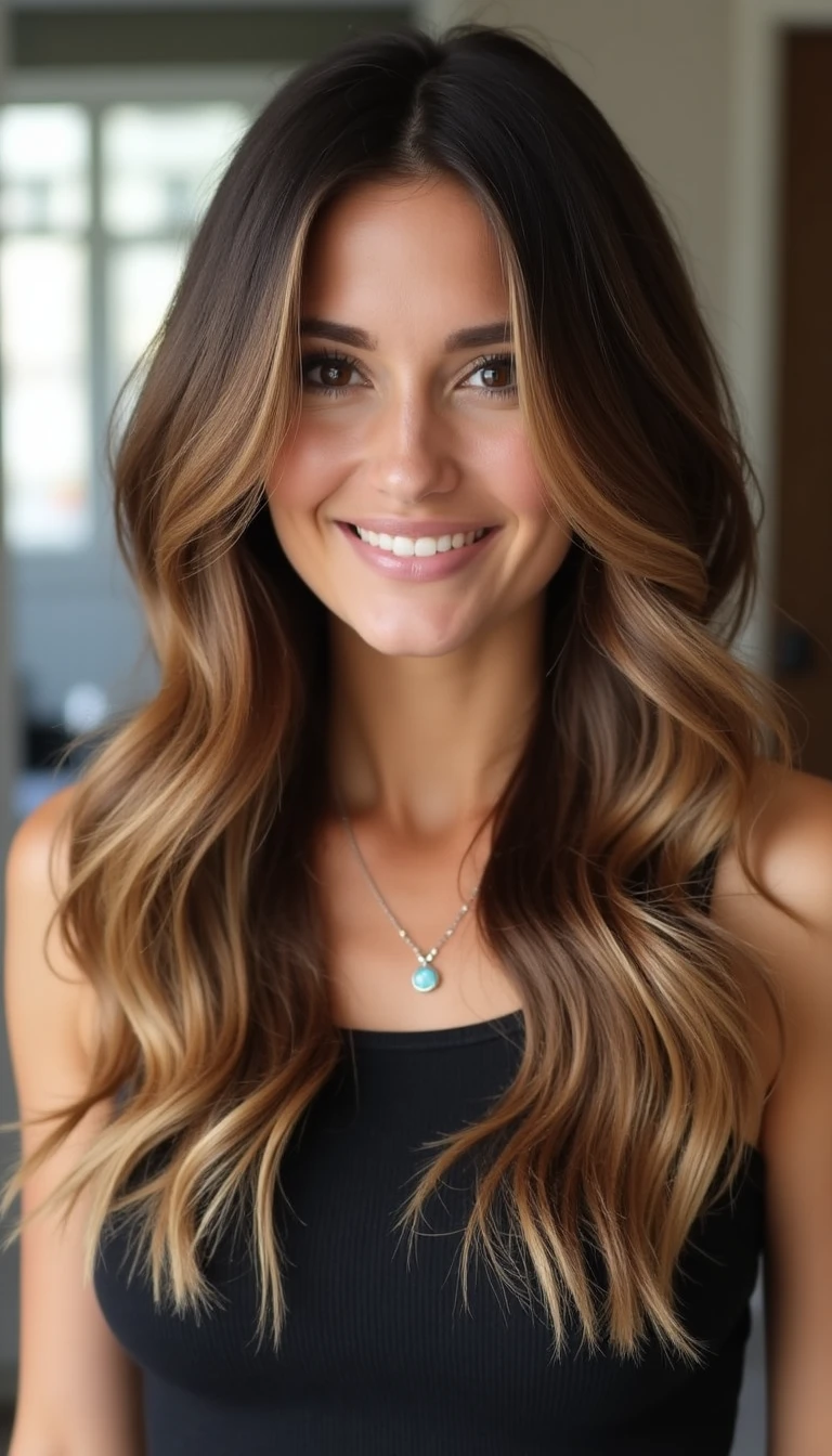 Honey Brown Balayage Hairstyles Ideas: Soft Waves