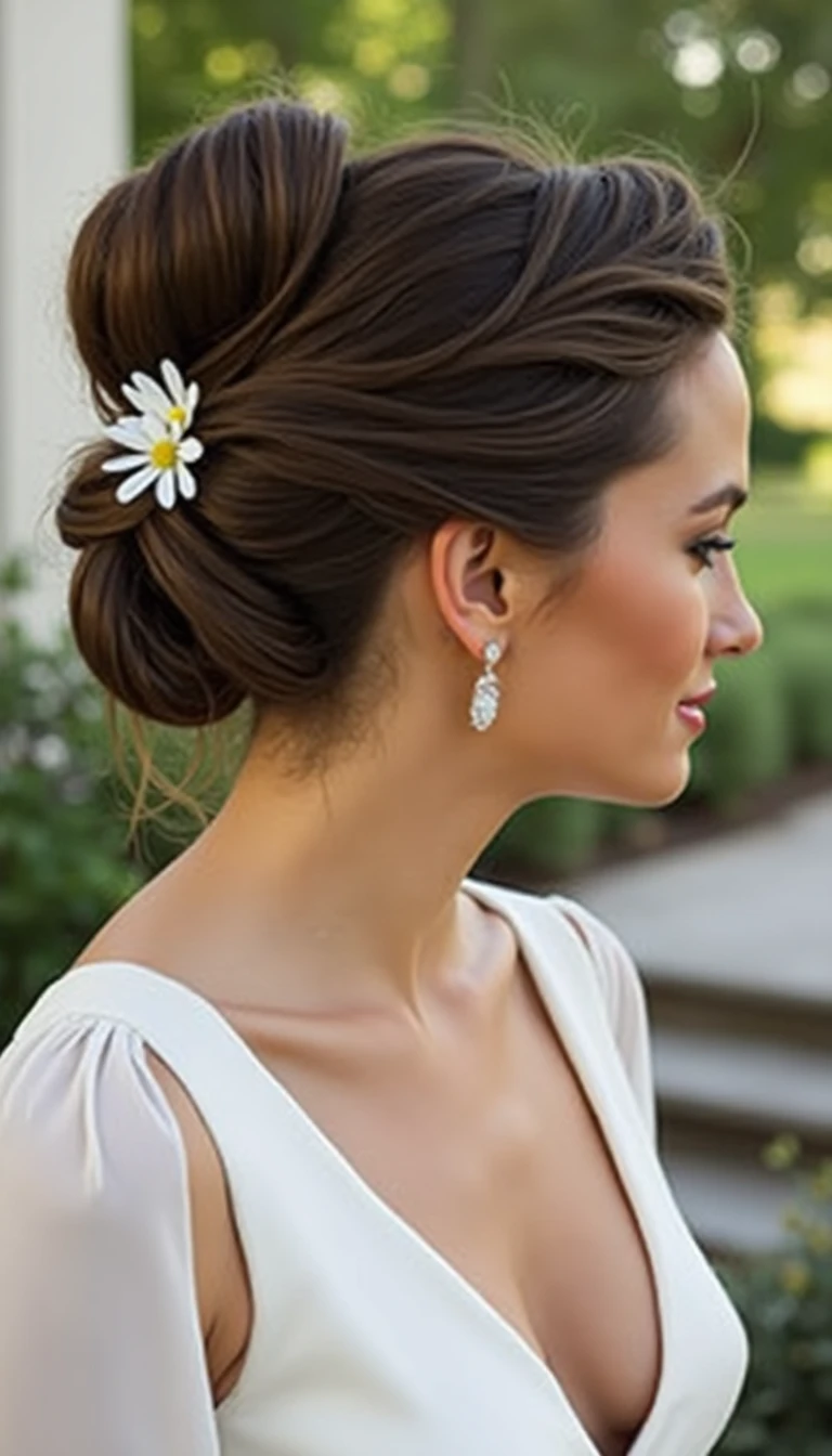Messy Bun: Casual Yet Stylish Wedding Guest Hairstyles for Long Hair