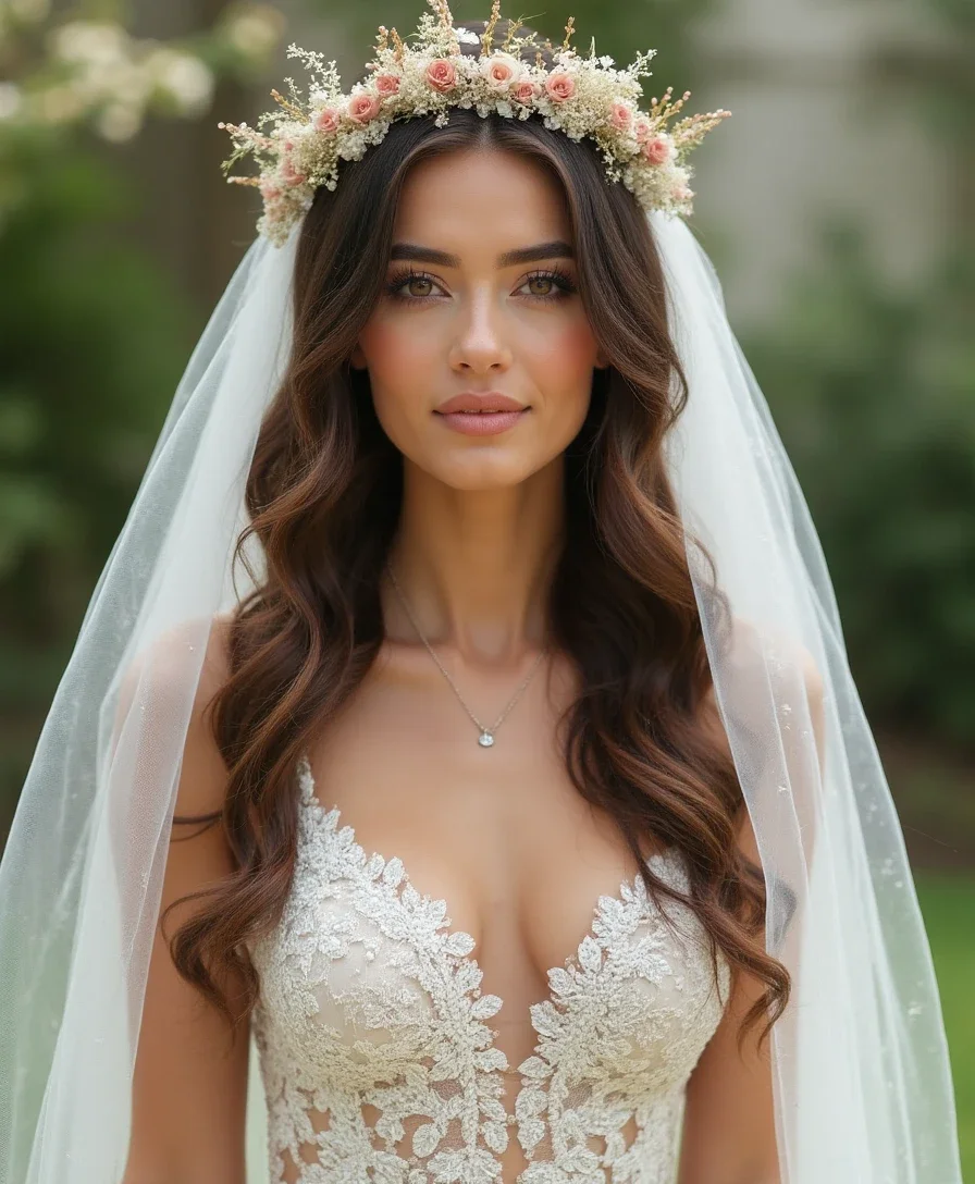 2. Bohemian Waves and a Floral Veil