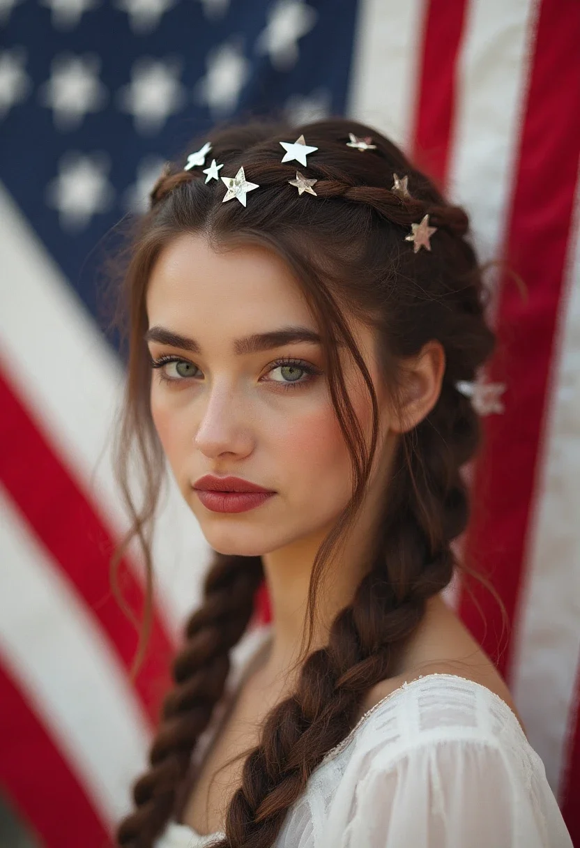 2. Braided Crown with Star Clips