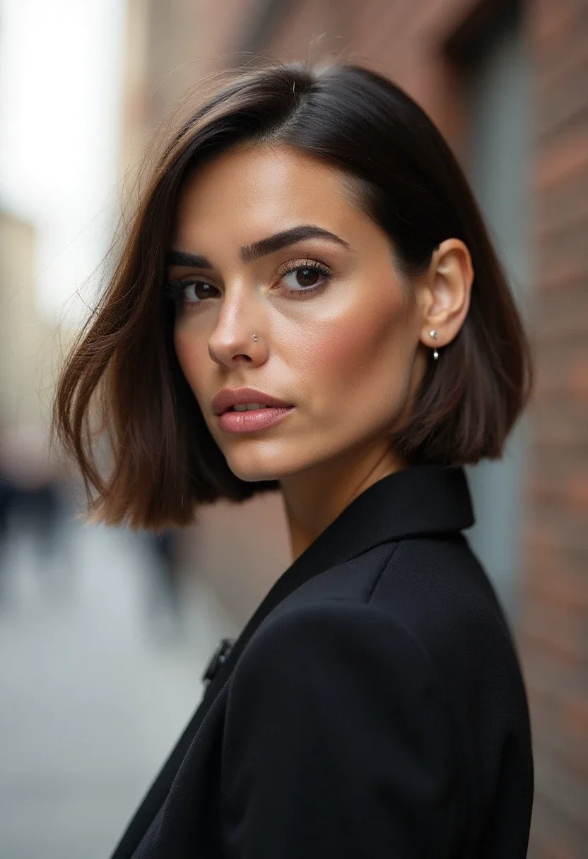 2. Sleek Bob with Side Part