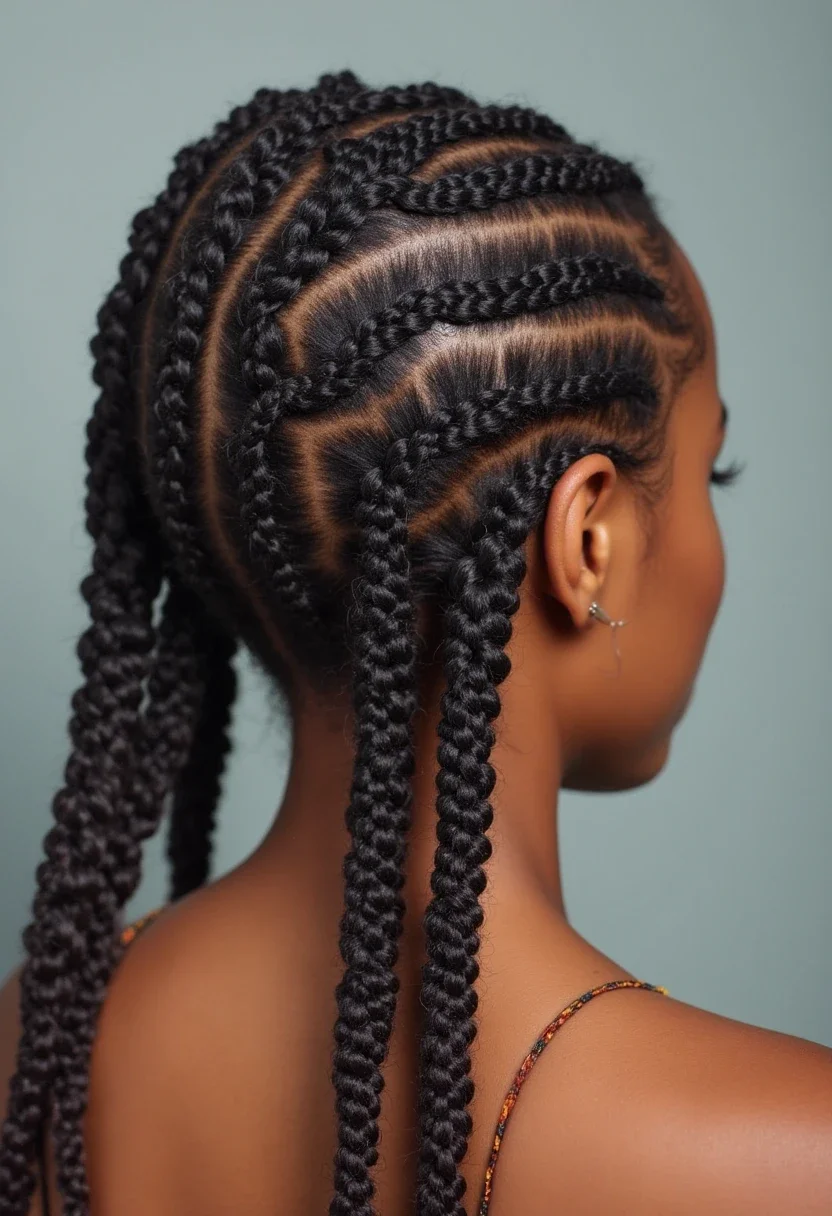 2. Zigzag All Back Cornrows