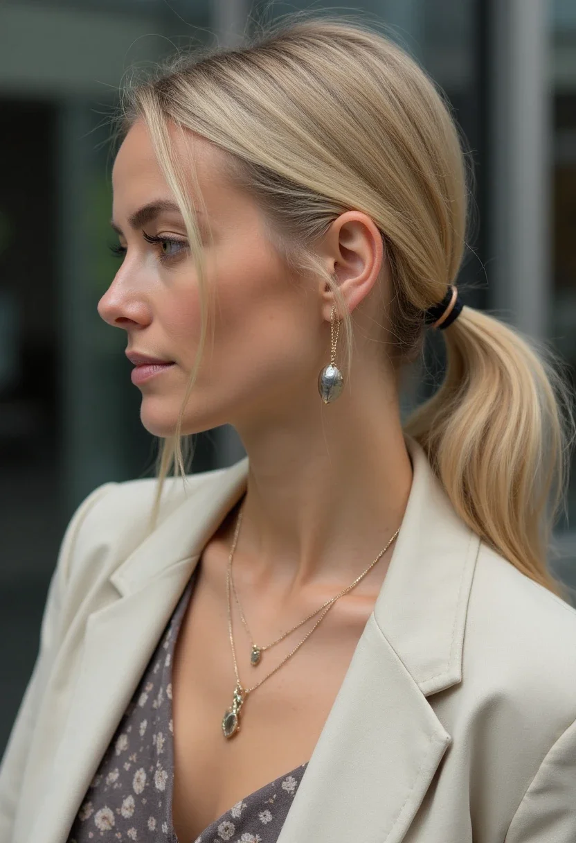 2. Sleek Low Ponytail