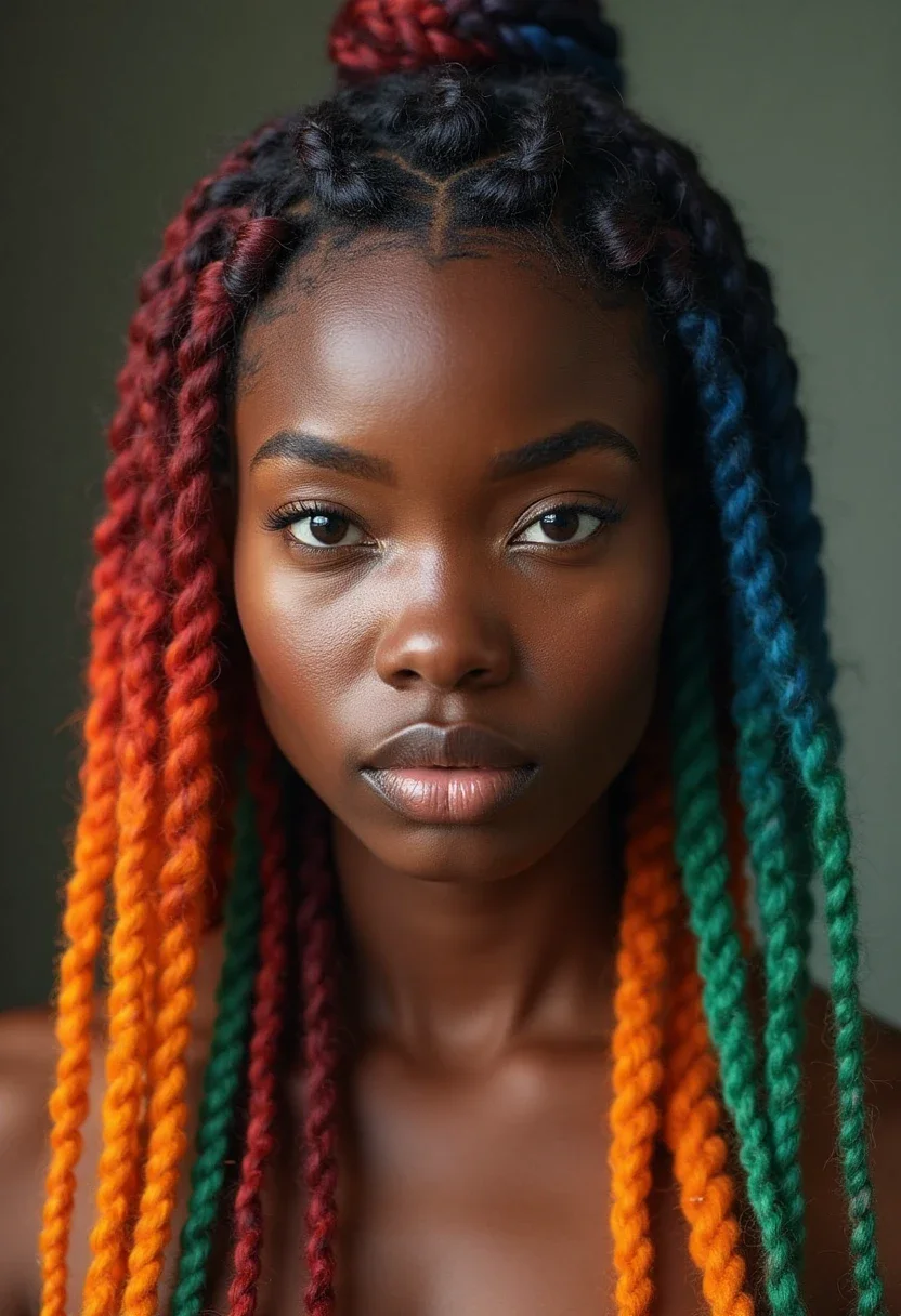 2. Knotless Braids with Color