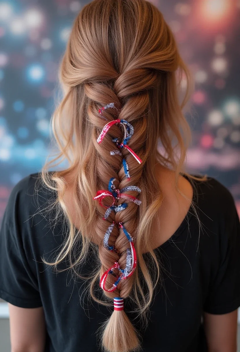 11. Waterfall Braid with Ribbon Accents