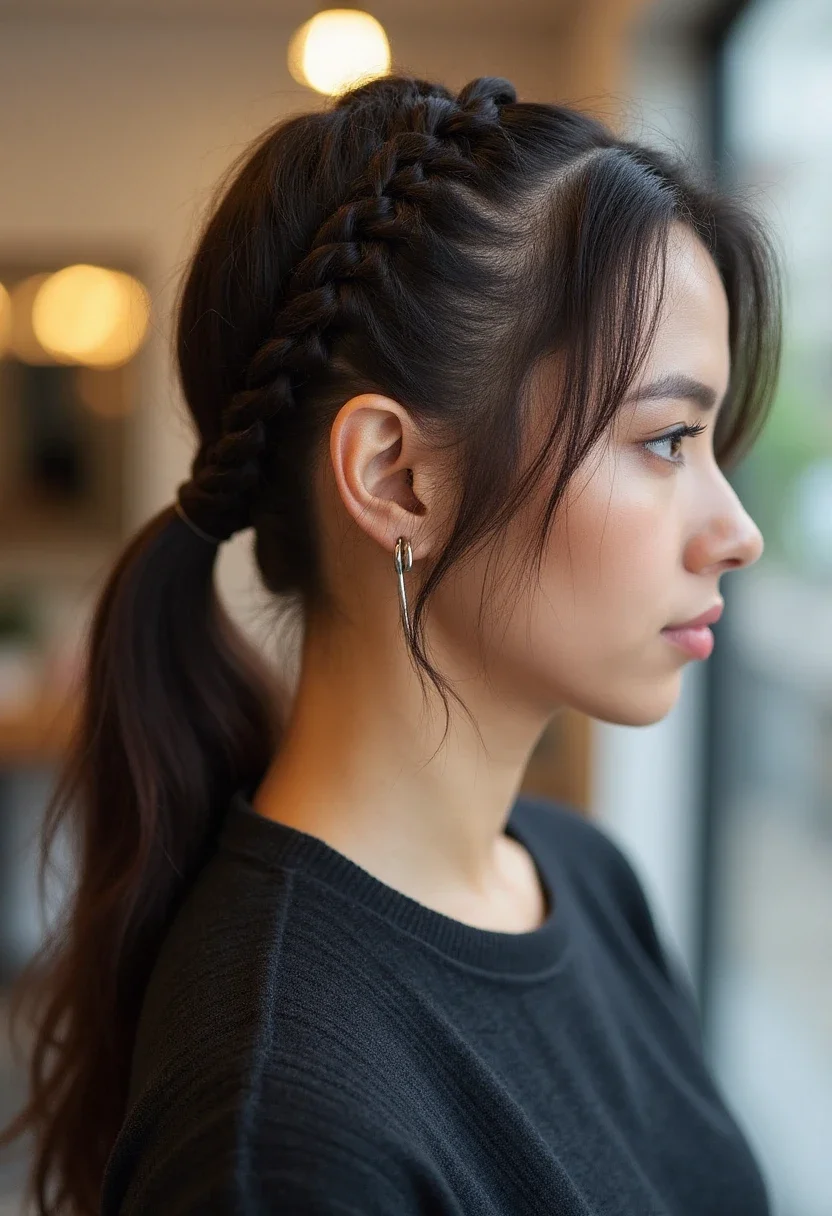 11. Cornrows with a Low Ponytail