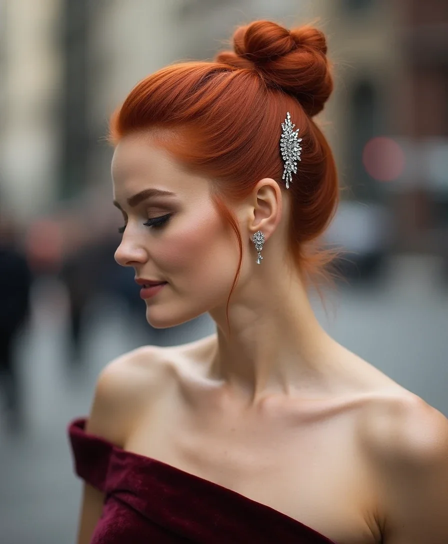 12. Accessorized Slick Bun