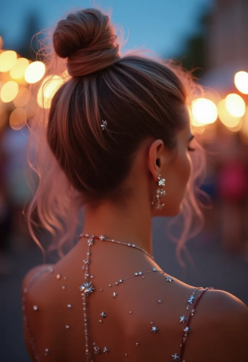 12. Top Knot with Star Rhinestones