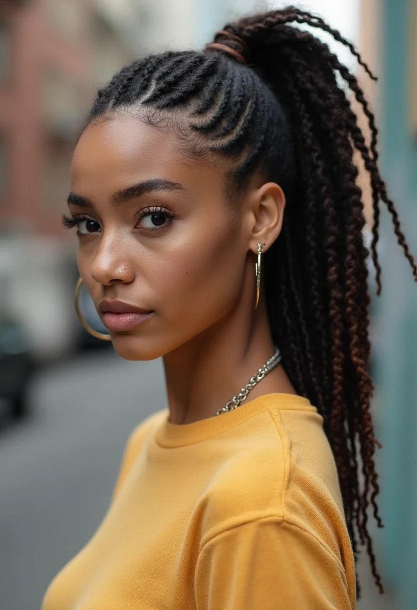12. Faux Locs Ponytail