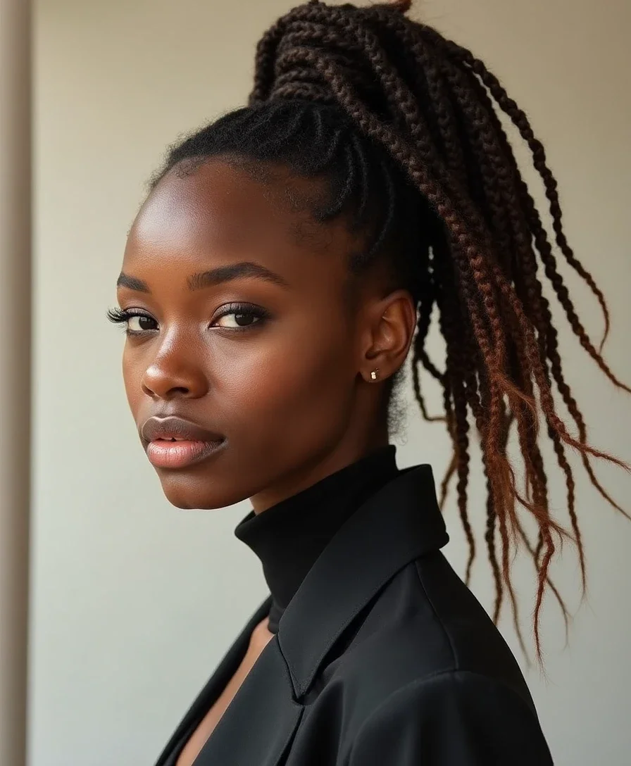 13. High Ponytail Rasta Braids