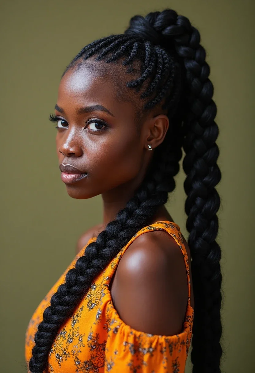 13. Fulani Braids with a Ponytail