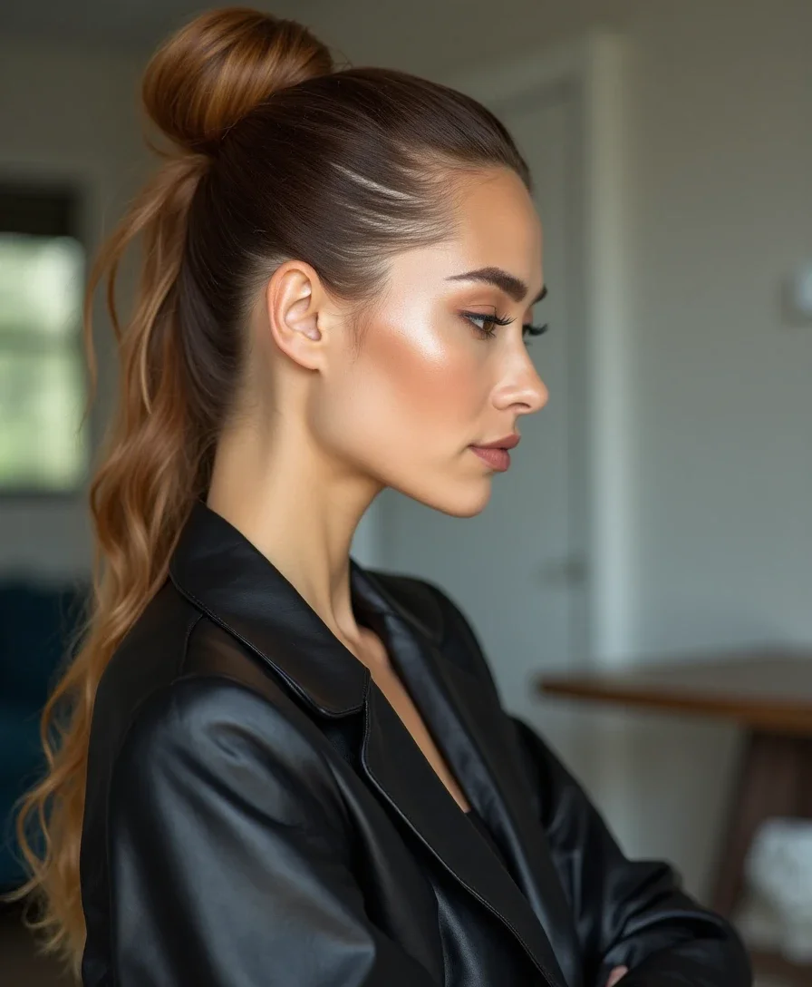14. Wet Look Slick Bun