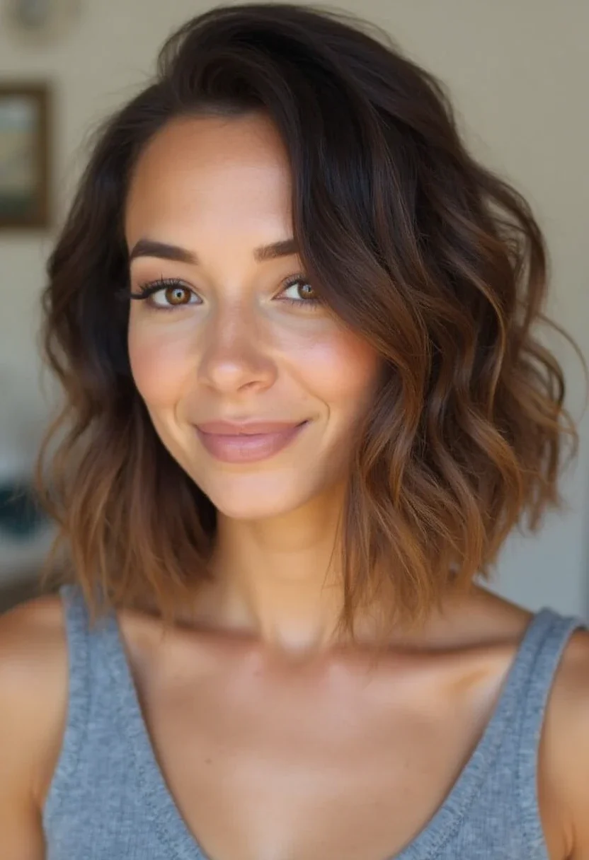 14. Choppy Bob with Deep Side Part