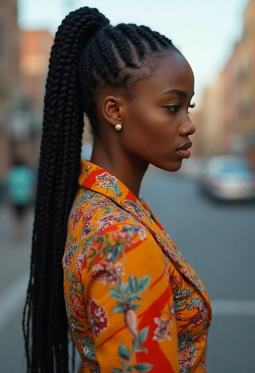 14. Cornrow Braided Ponytail