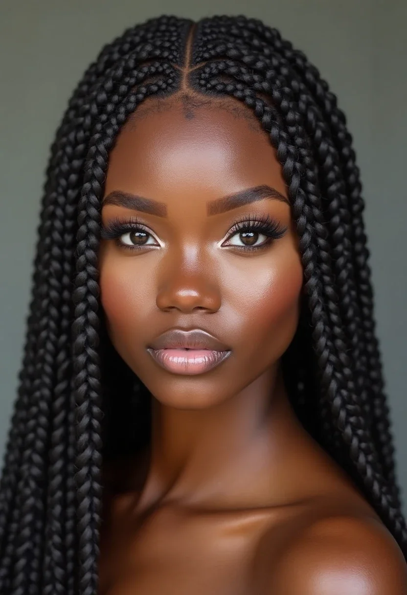 14. Knotless Braids with a Zigzag Part