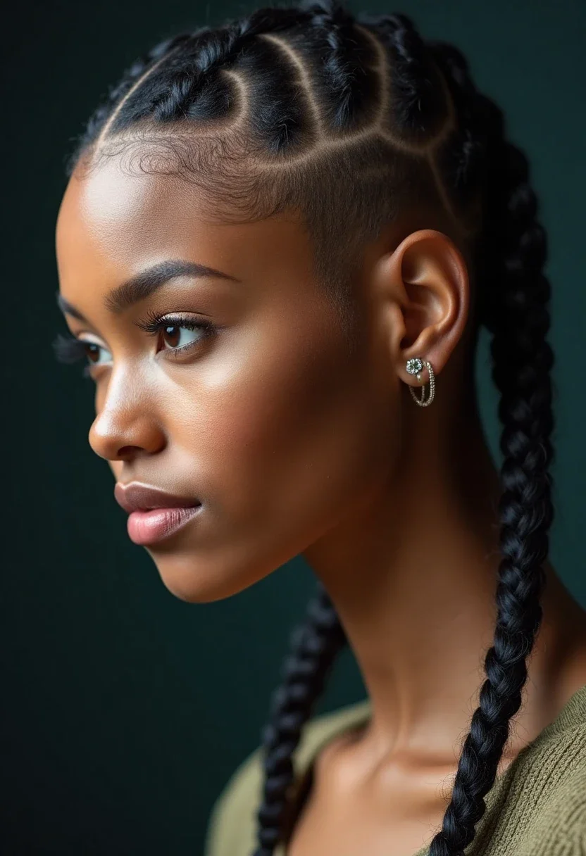 14. Box Braids with Shaved Sides