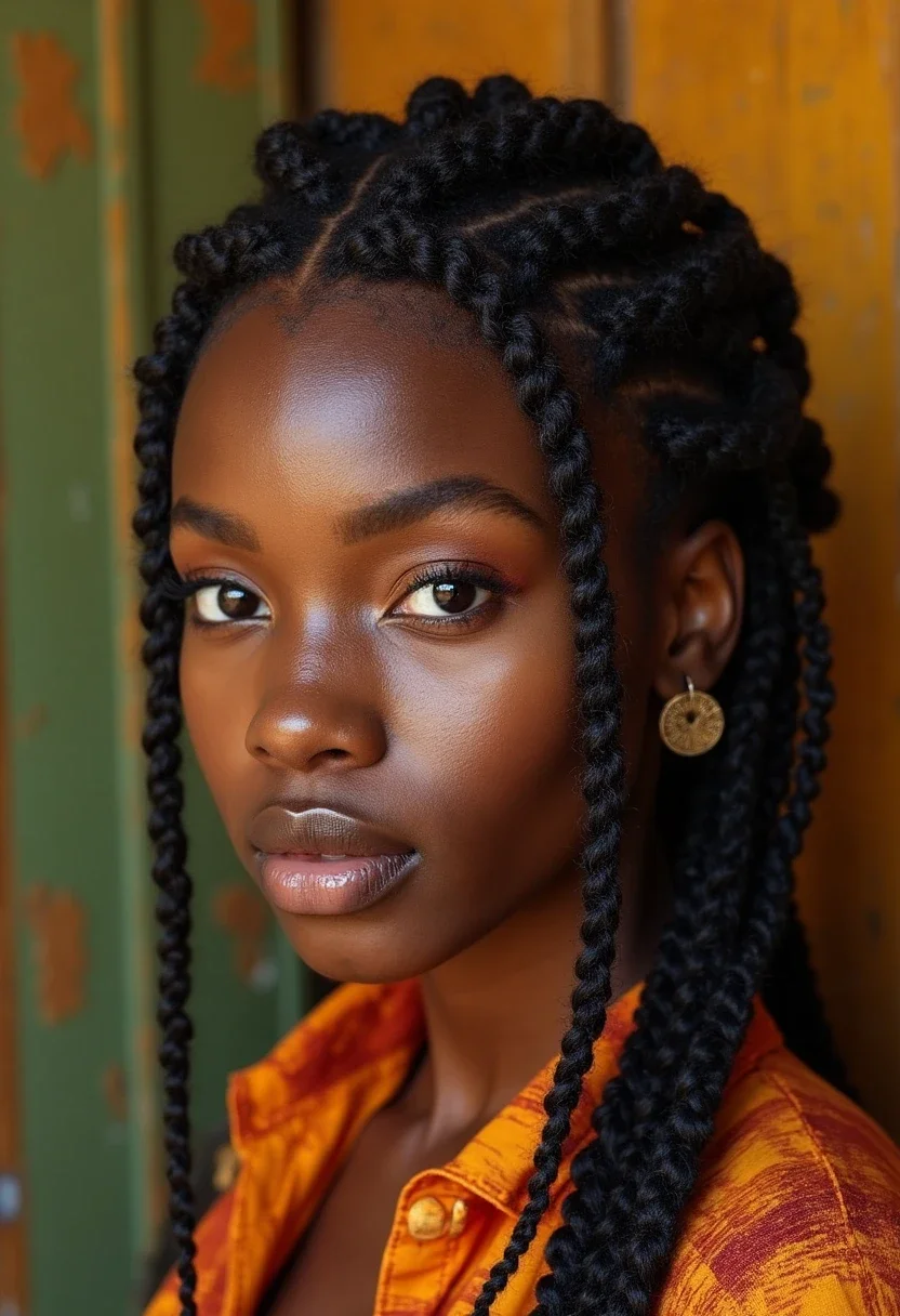 14. Fulani Braids with Natural Hair