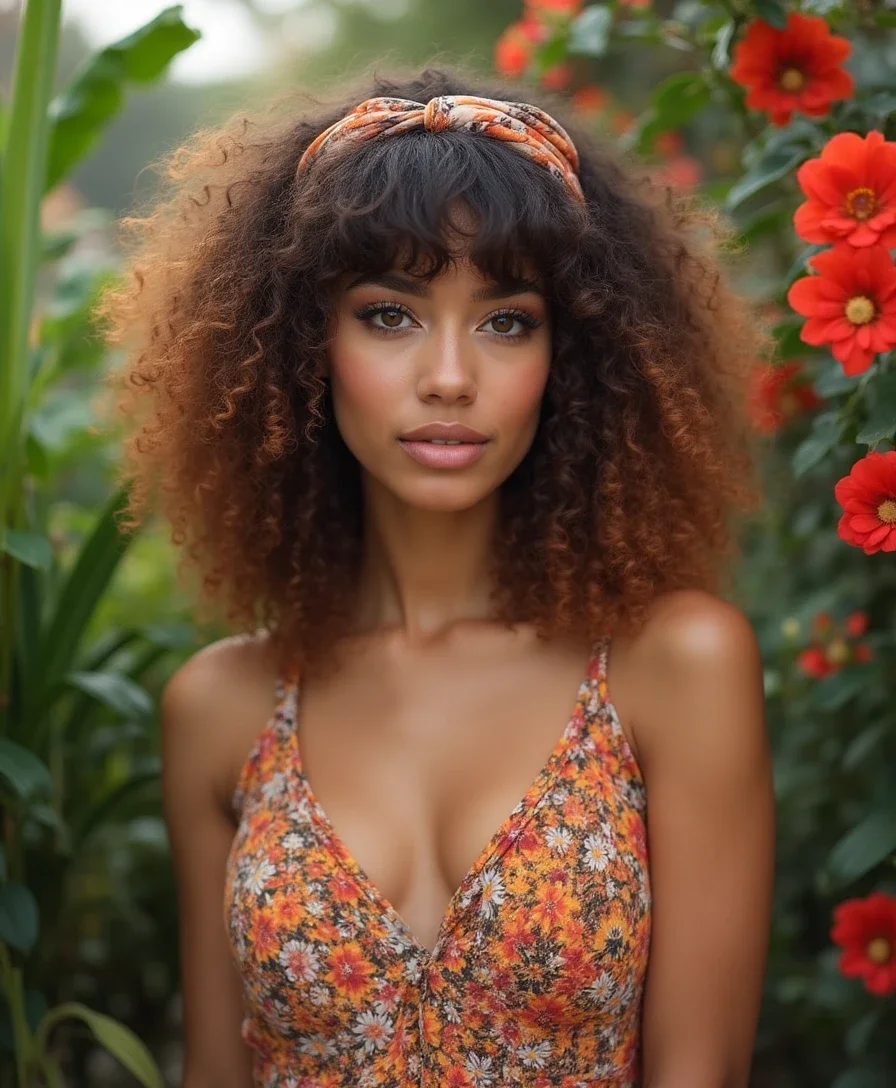 3. Curly Bangs with a Headband