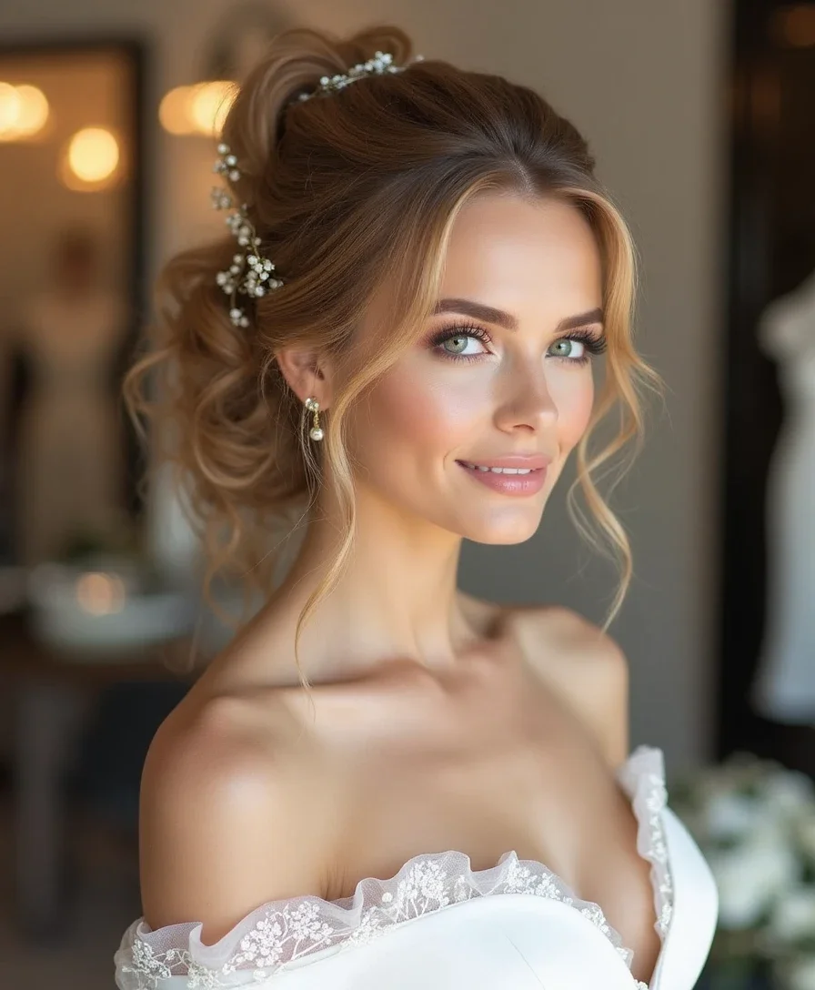 3. Sleek Ponytail with a Blusher Veil