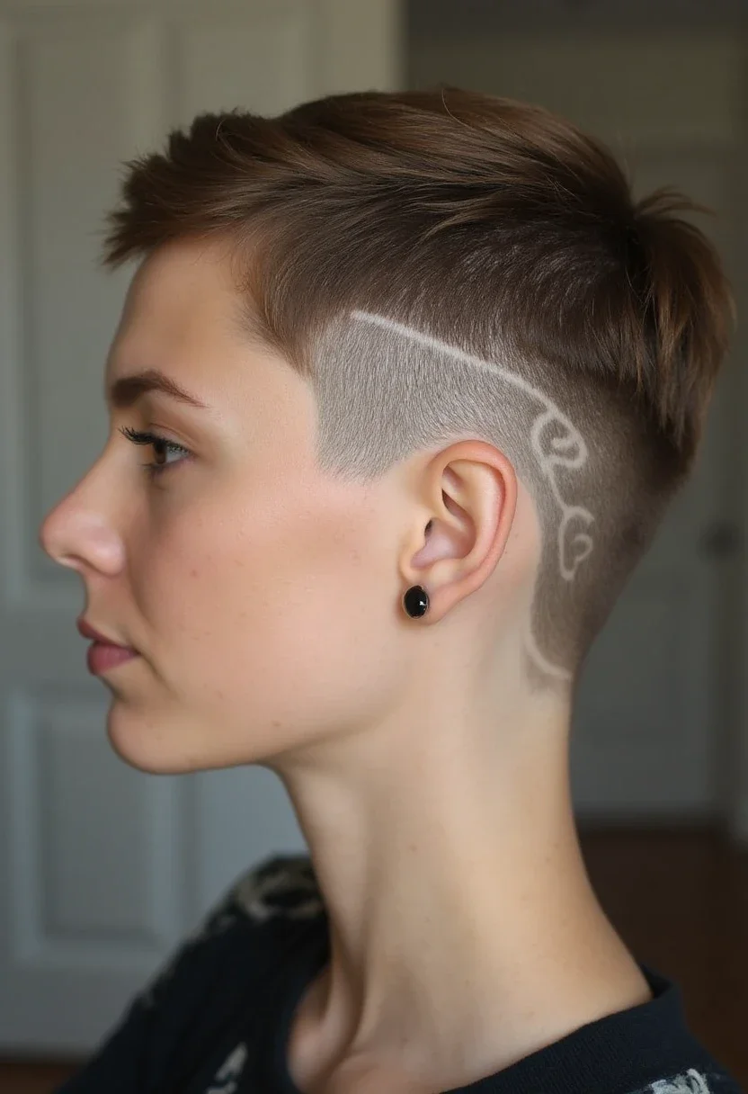 4. Buzz Cut with Line Design