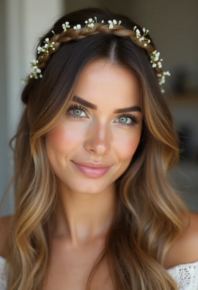 4. Braided Crown with a Middle Part