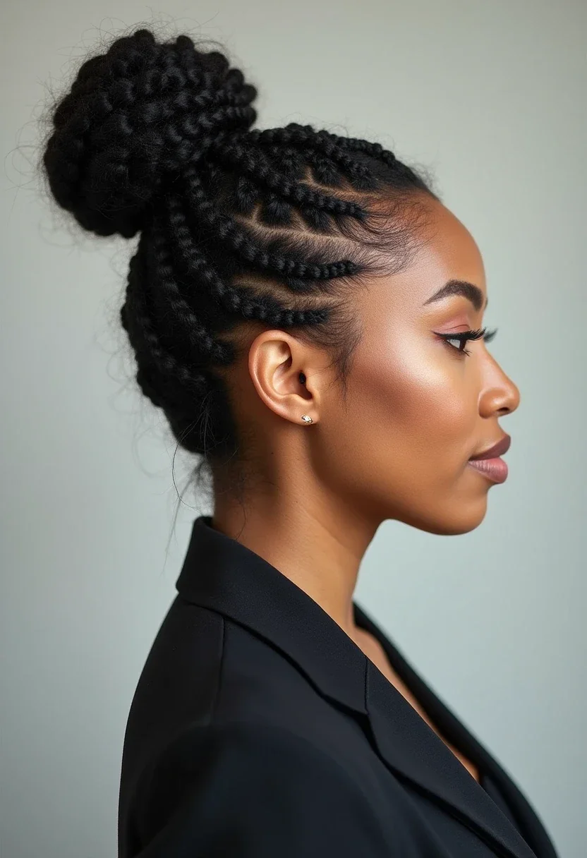 5. Cornrows with a High Bun