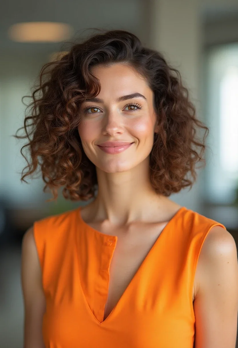 5. Curly Middle Part Bob