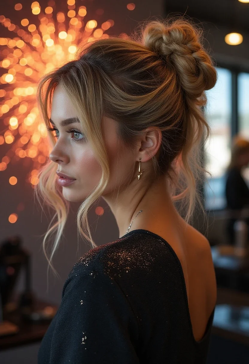 6. Twisted Half-Updo with Glitter
