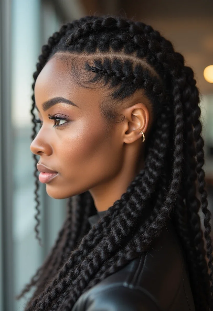 6. Side-Swept Cornrows