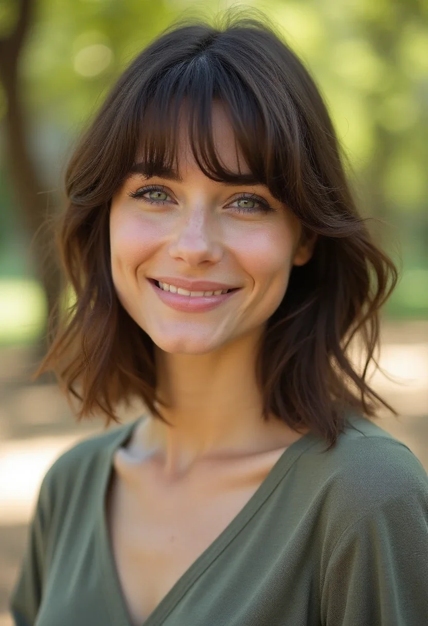6. Middle Part with Curtain Bangs