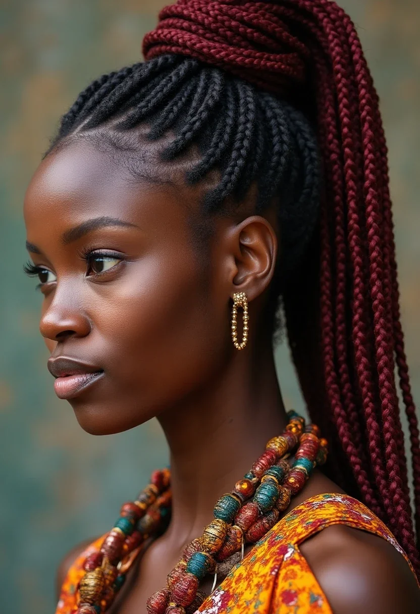 7. Fulani Braids with Colored Extensions