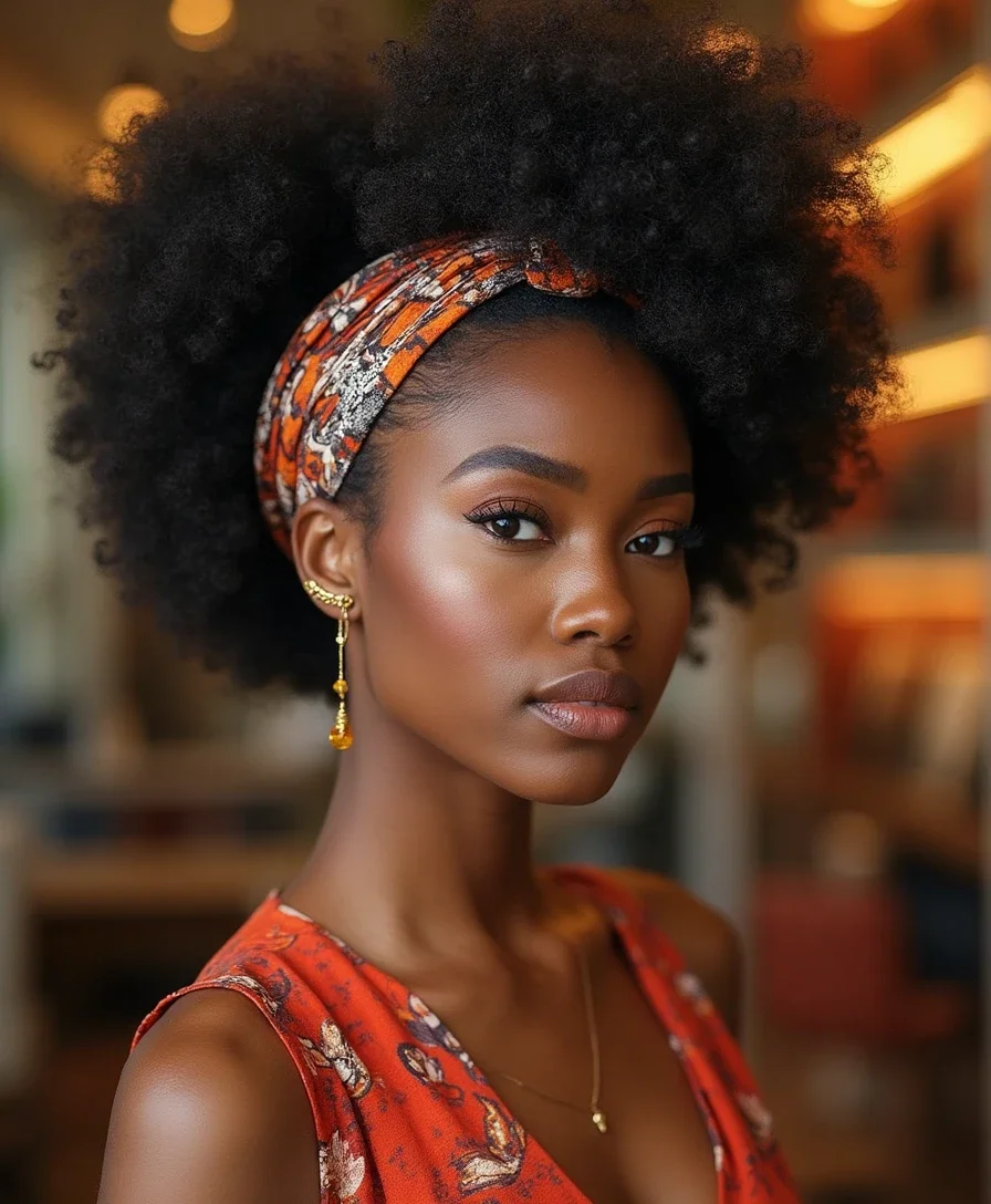 8. Afro with a Headband