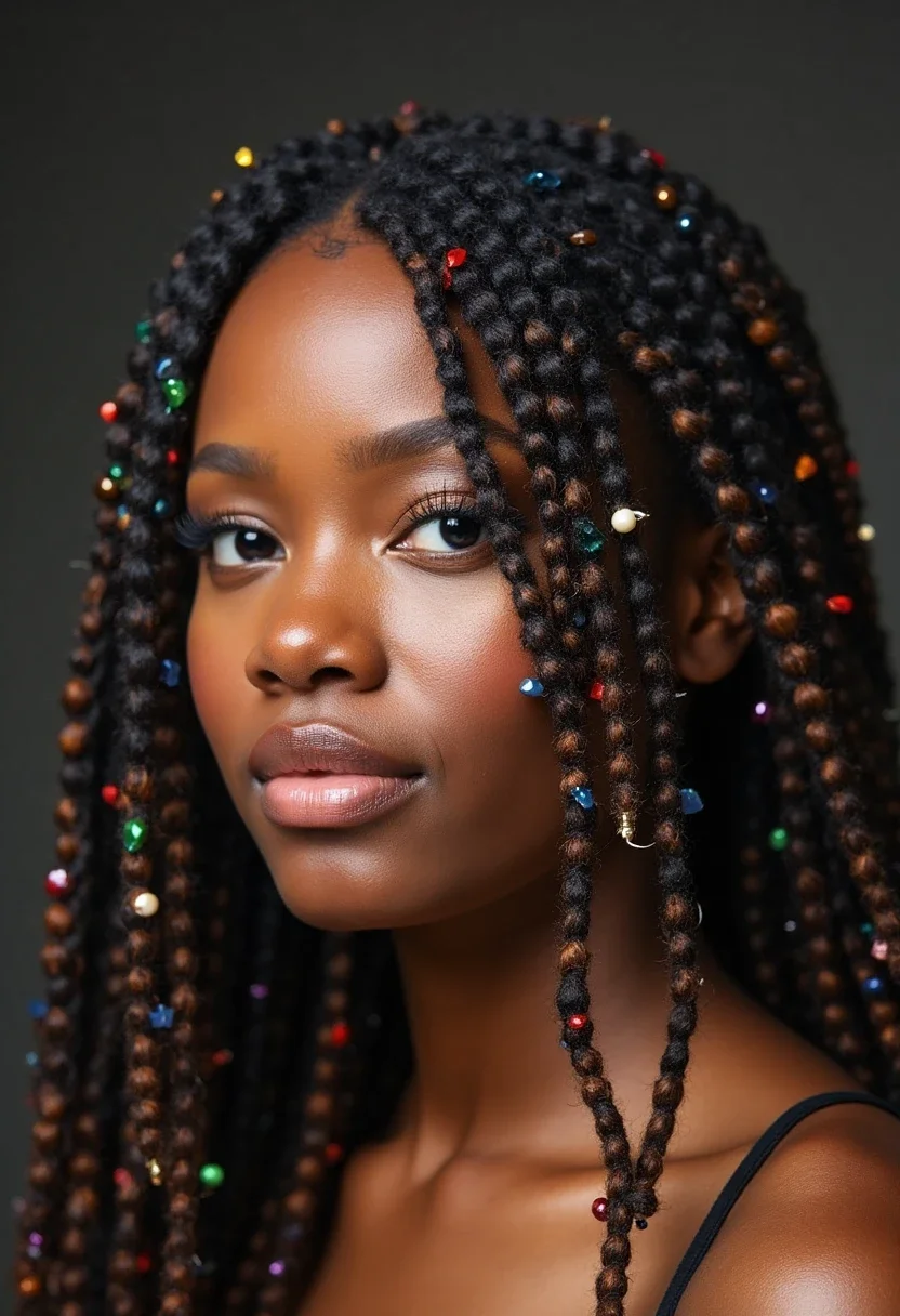 8. Box Braids with Beads