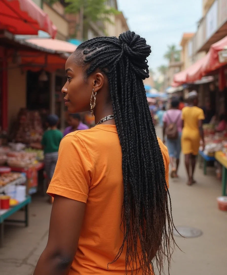 9. Half-Up Rasta Braids
