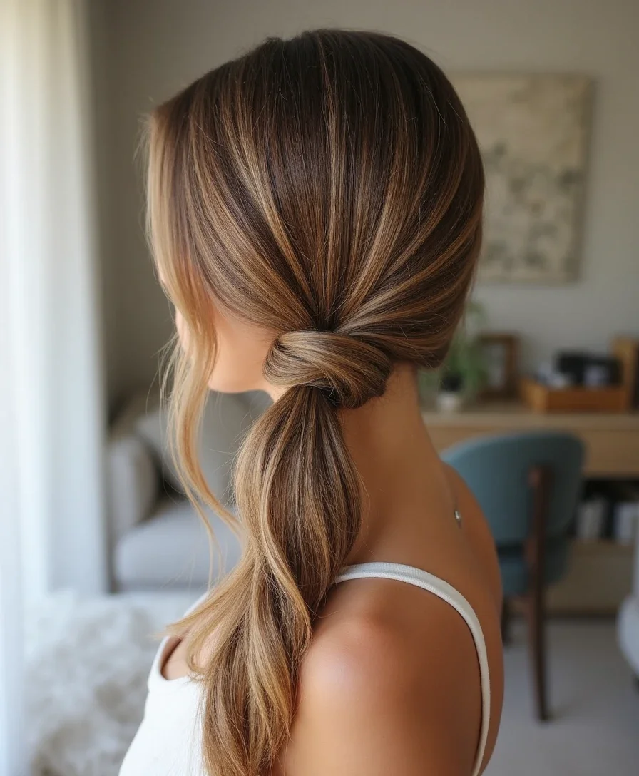 9. Low Ponytail with a Twist