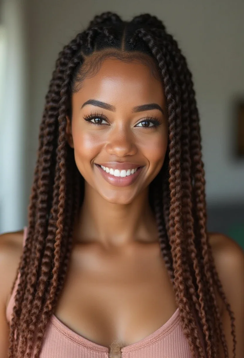 9. Cornrows with a Middle Part