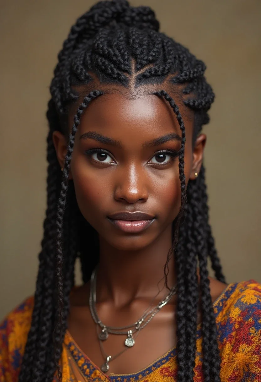 9. Fulani Braids with a Middle Part