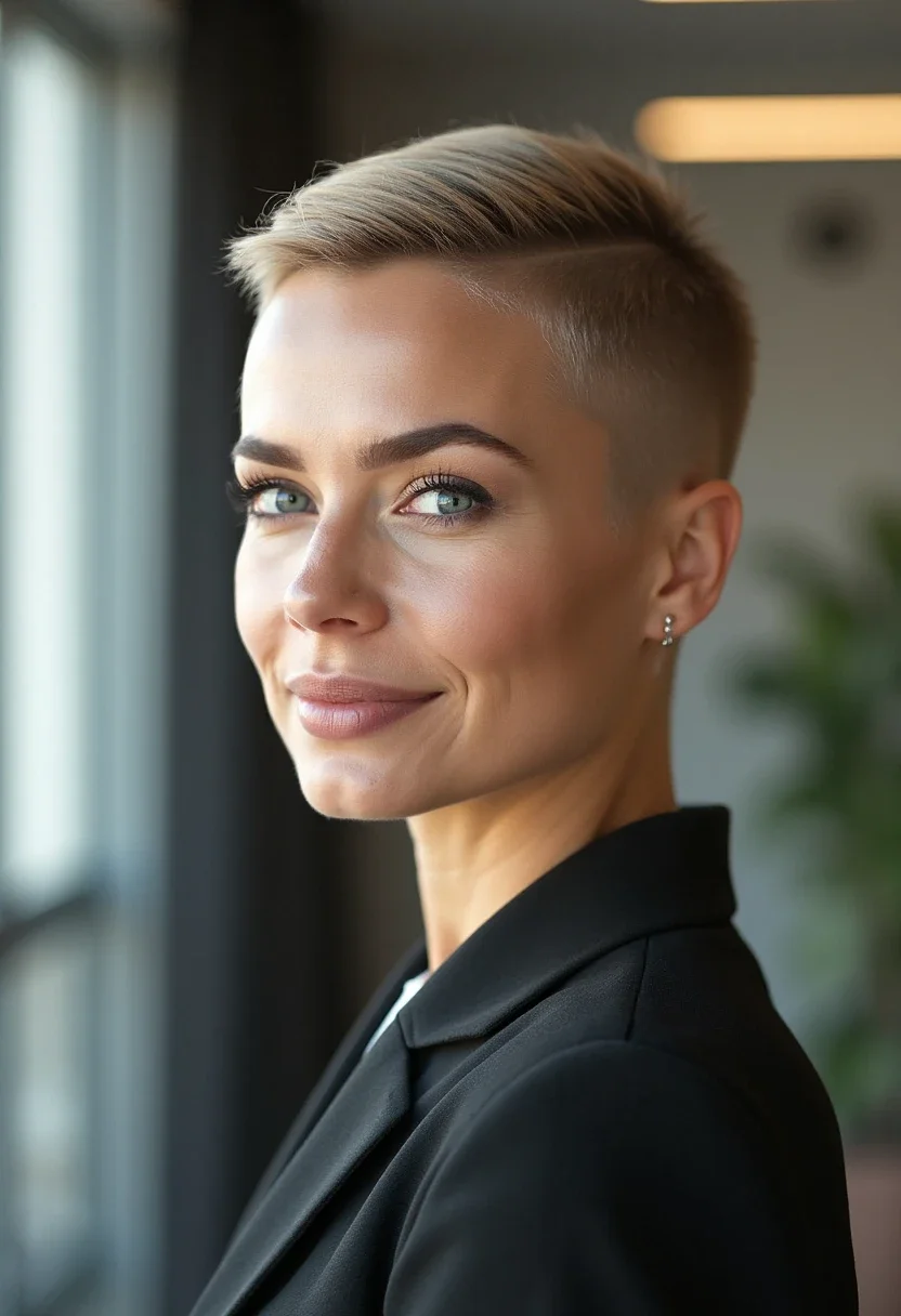 10. Buzz Cut with Hard Part