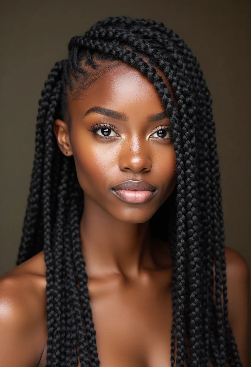 10. Knotless Braids with a Side Part